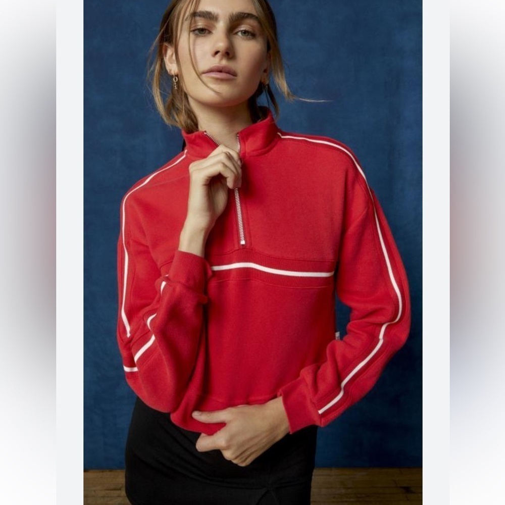 BDG Urban Outfitters Angie Red Quarter-Zip Cropped Sweatshirt XS - TP